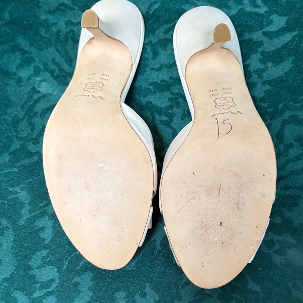 Nina Blush Satin Slide Mules with Crystal Flower - Picture 4 of 4